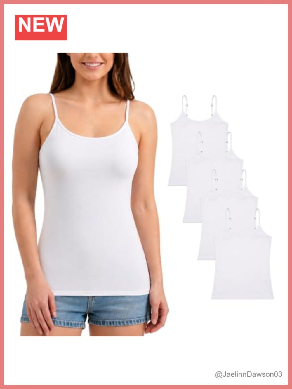 Slim Fit Cotton Stretch Cami Top Adjustable Spaghetti Strap Camisole